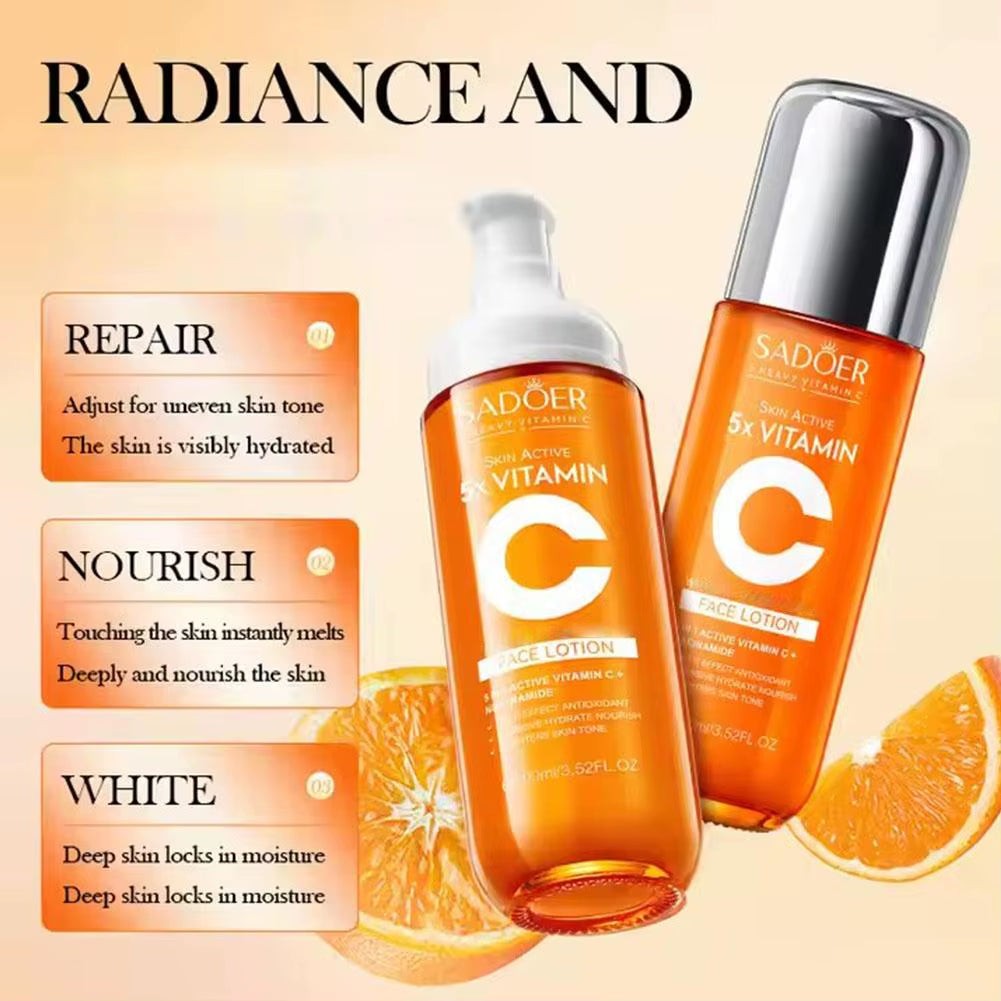 5Xvitamin C Facial Cleanser,Lotion,Eye Cream,Face Serum Whitening Brightening,Reduce Dullness of Skin Tone Skin Care Products