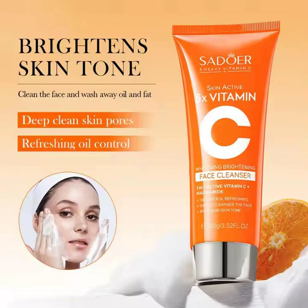 5Xvitamin C Facial Cleanser,Lotion,Eye Cream,Face Serum Whitening Brightening,Reduce Dullness of Skin Tone Skin Care Products