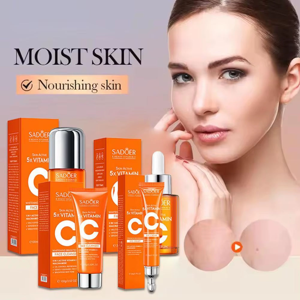 5Xvitamin C Facial Cleanser,Lotion,Eye Cream,Face Serum Whitening Brightening,Reduce Dullness of Skin Tone Skin Care Products